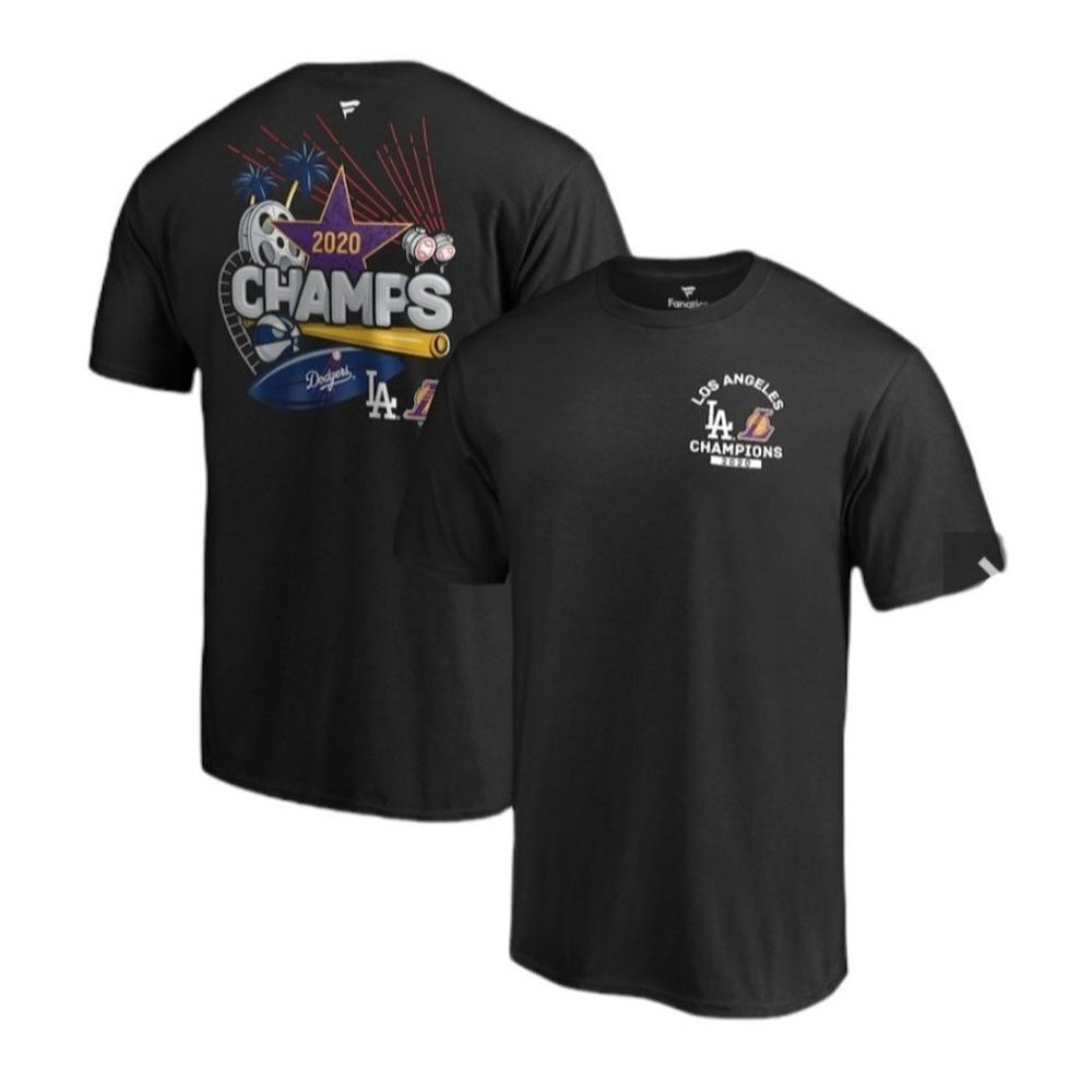 NWT Los Angeles Fanatics Branded 2020 Dual Champions LA Vibe T-Shirt - Black Siz